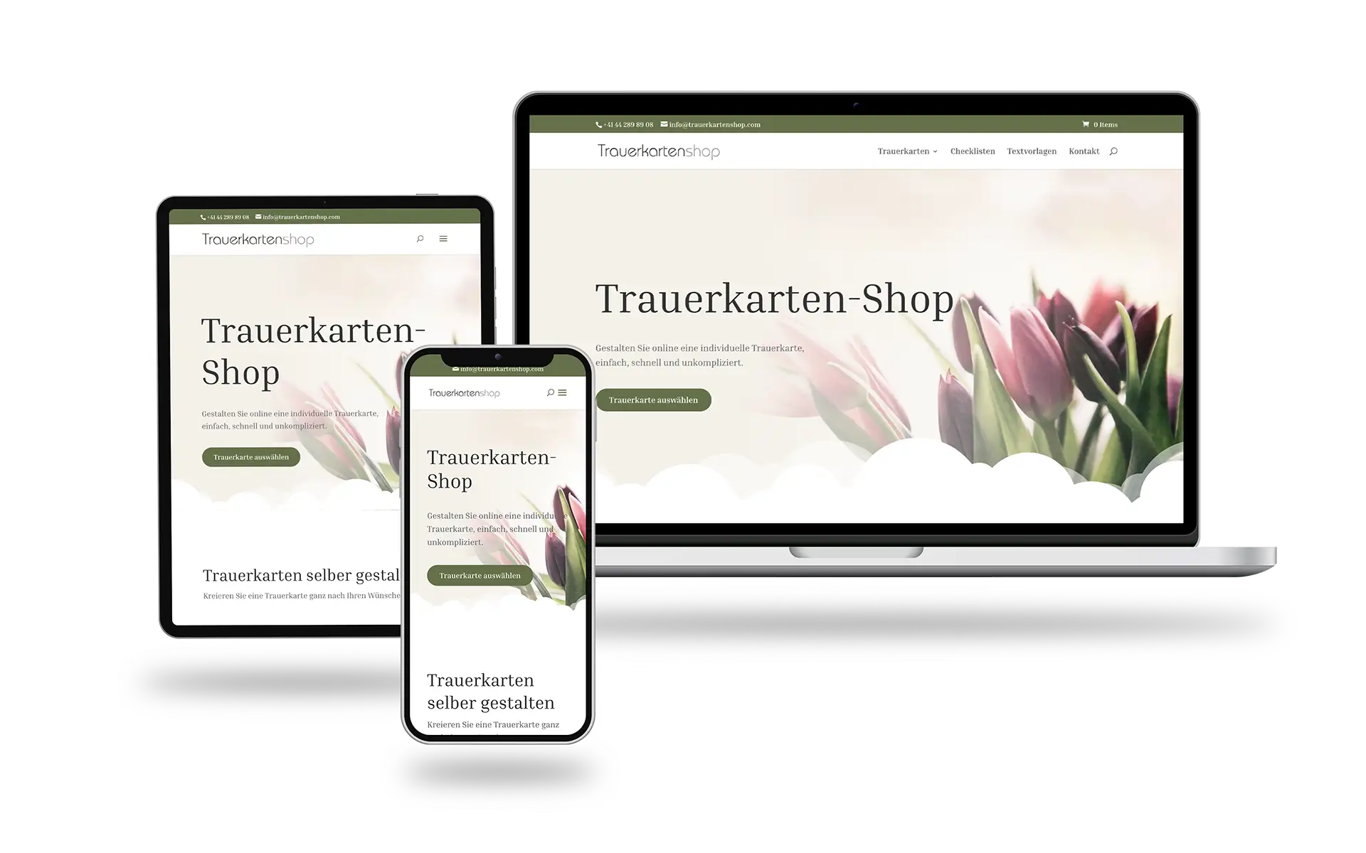 Webseiten erstellen für Trauerkarten-Shop